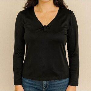 Pendleton black vintage silk long sleeve top M
